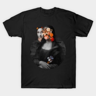 Surreal Mona Lisa with flowers. T-Shirt